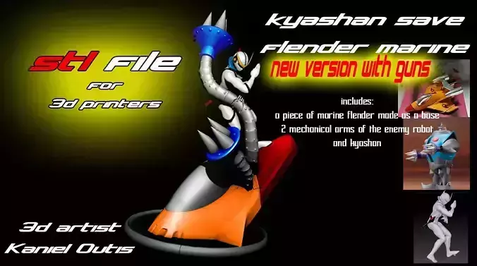  KYASHAN SAVES FLENDER MARINE NEW VERSION WITH GUNS 3D OBJ 