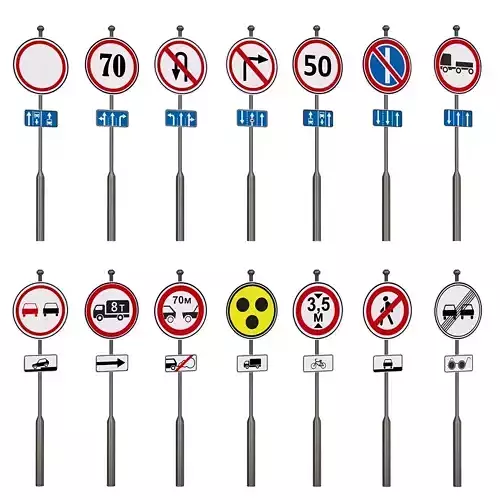 ALL ROAD SIGNES FOR GAME 3d model