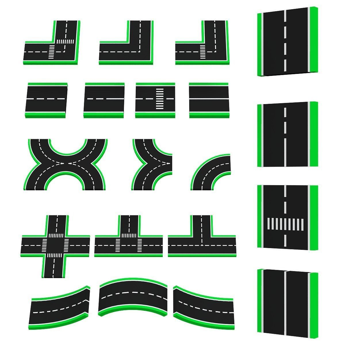 Road Systems FOR GAME 3d model Low-poly 3D model_13