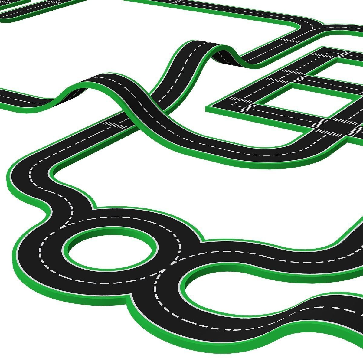 Road Systems FOR GAME 3d model Low-poly 3D model_14