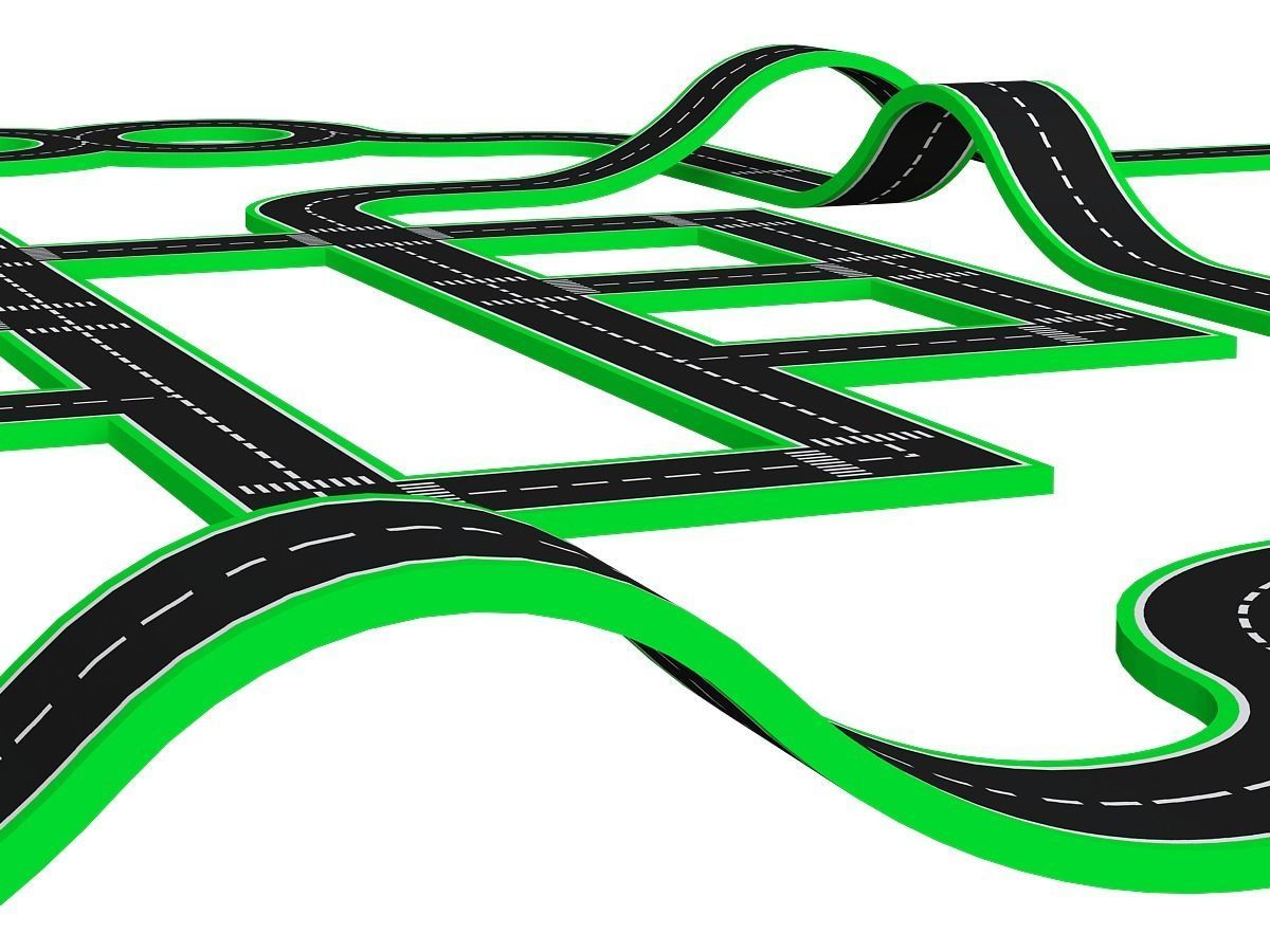 Road Systems FOR GAME 3d model Low-poly 3D model_15