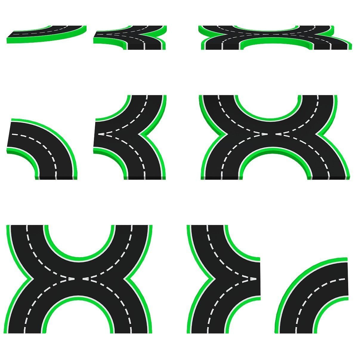 Road Systems FOR GAME 3d model Low-poly 3D model_18