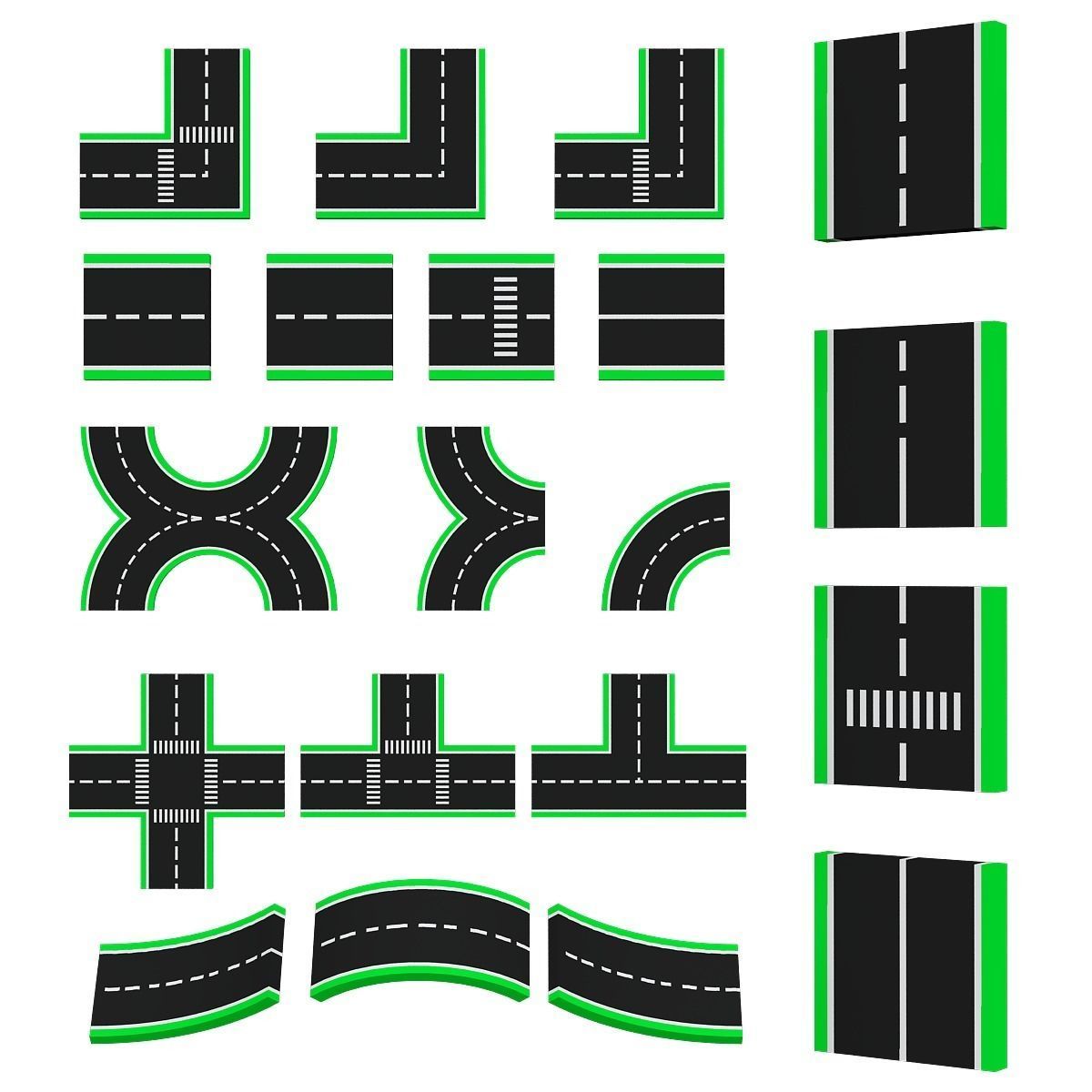 Road Systems FOR GAME 3d model Low-poly 3D model_1