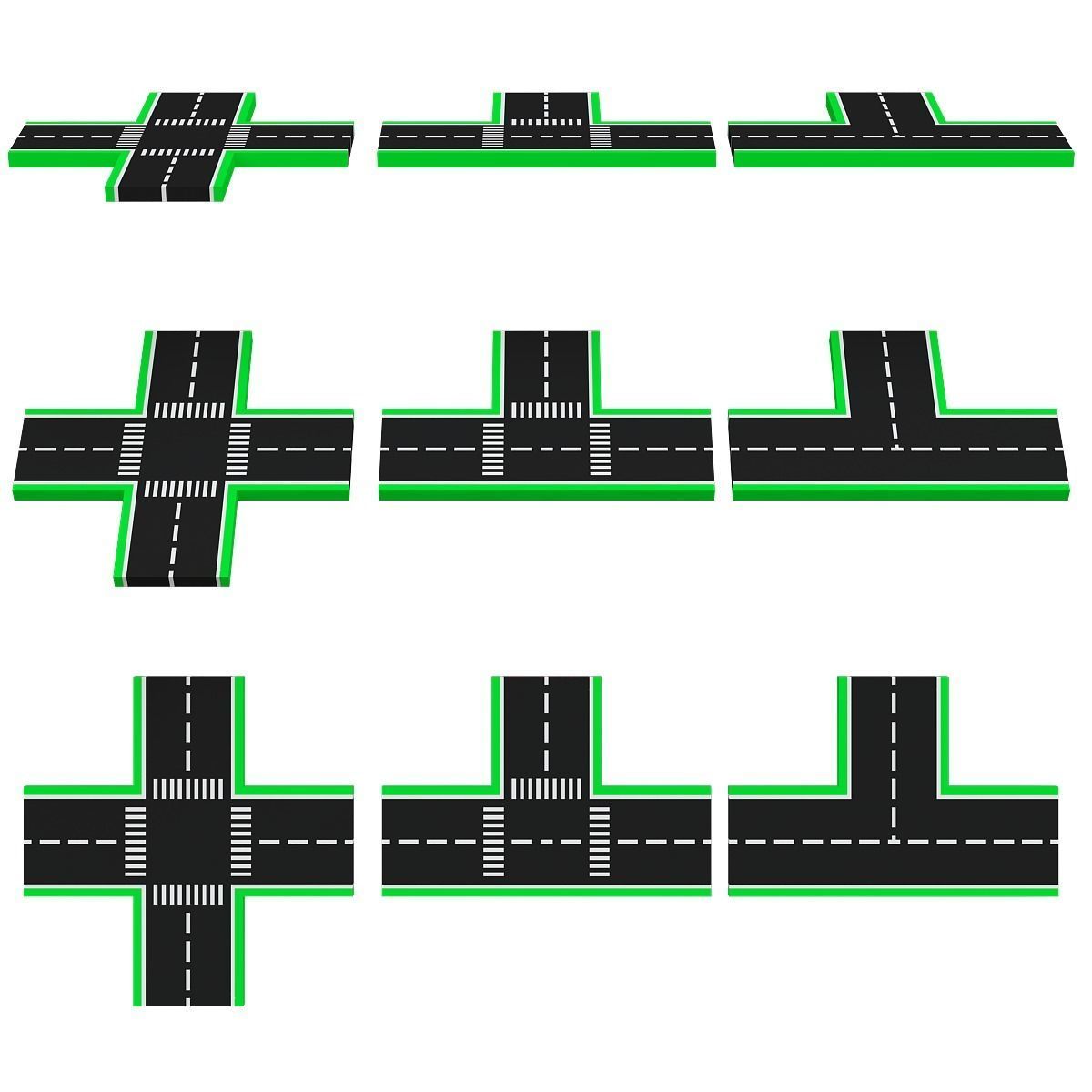 Road Systems FOR GAME 3d model Low-poly 3D model_2