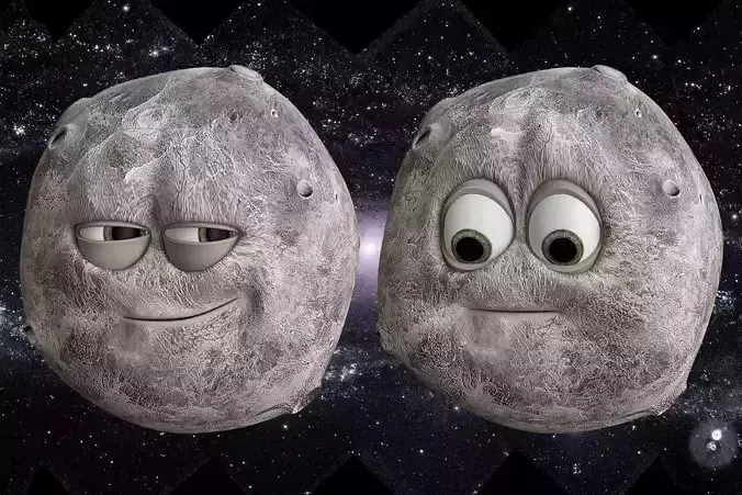 Moon palnet charecter with morpher 3d model Low-poly 3D model