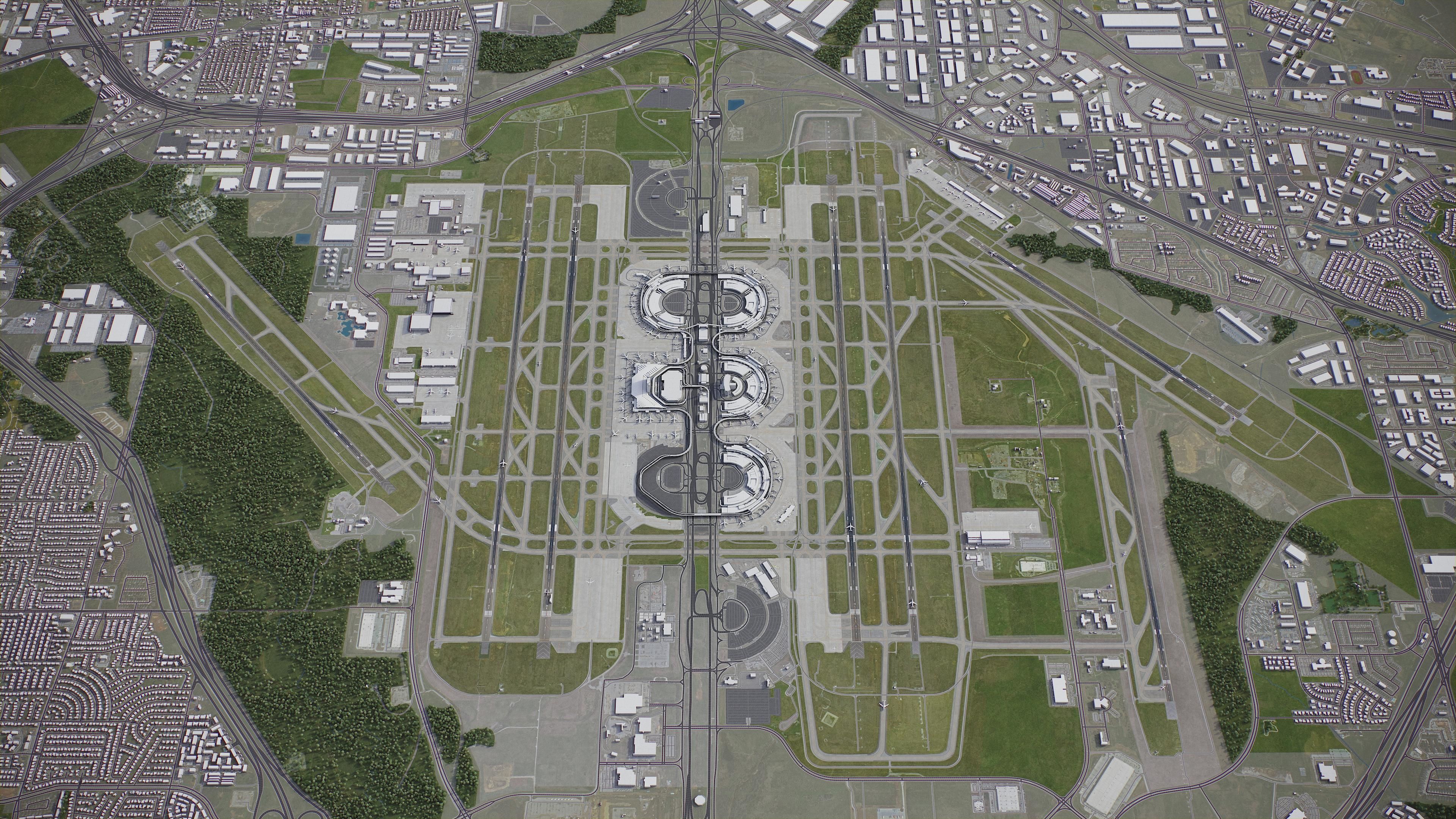 Dallas - Fort Worth Airport Low-poly 3D model_1