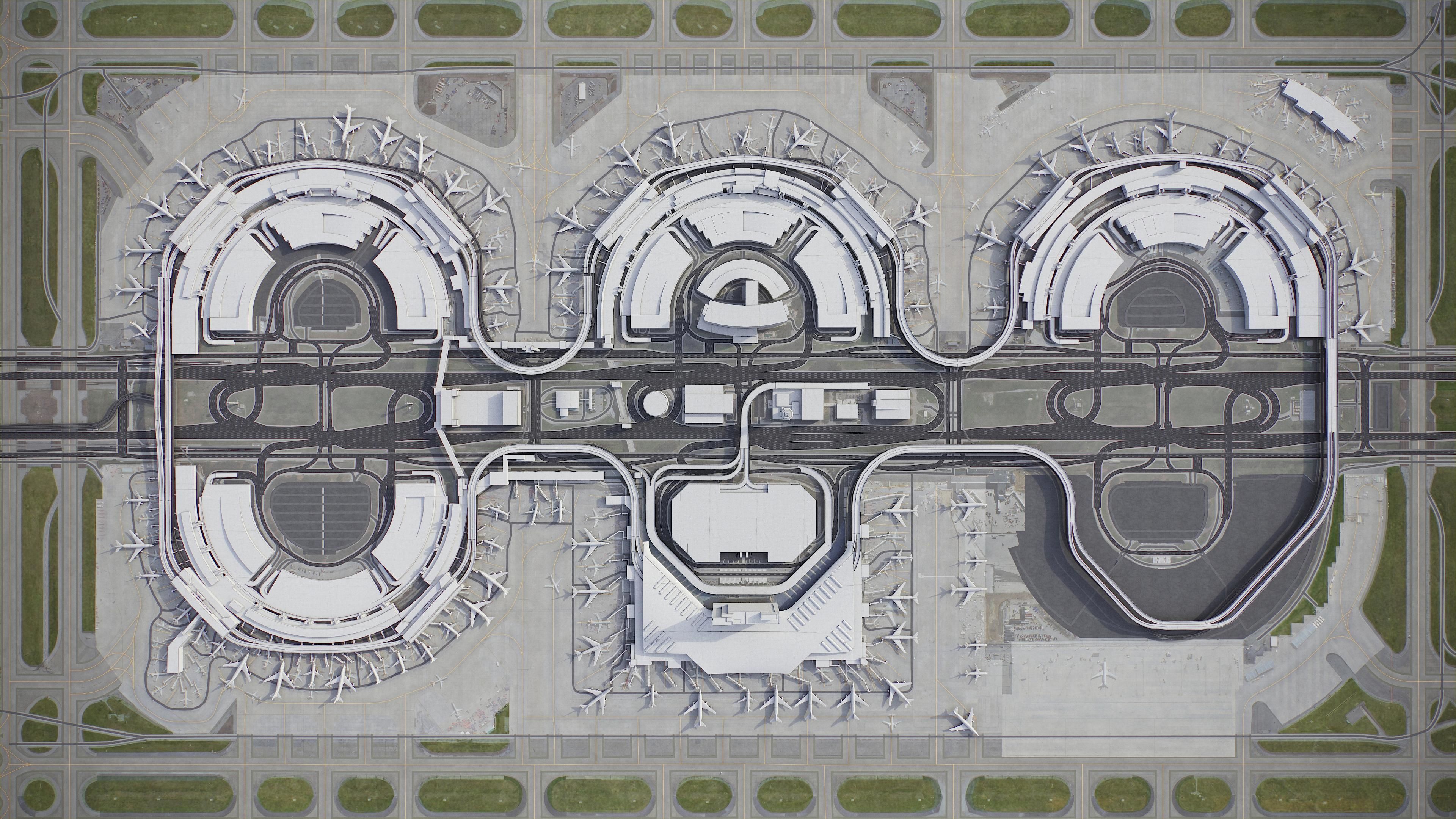 Dallas - Fort Worth Airport Low-poly 3D model_11