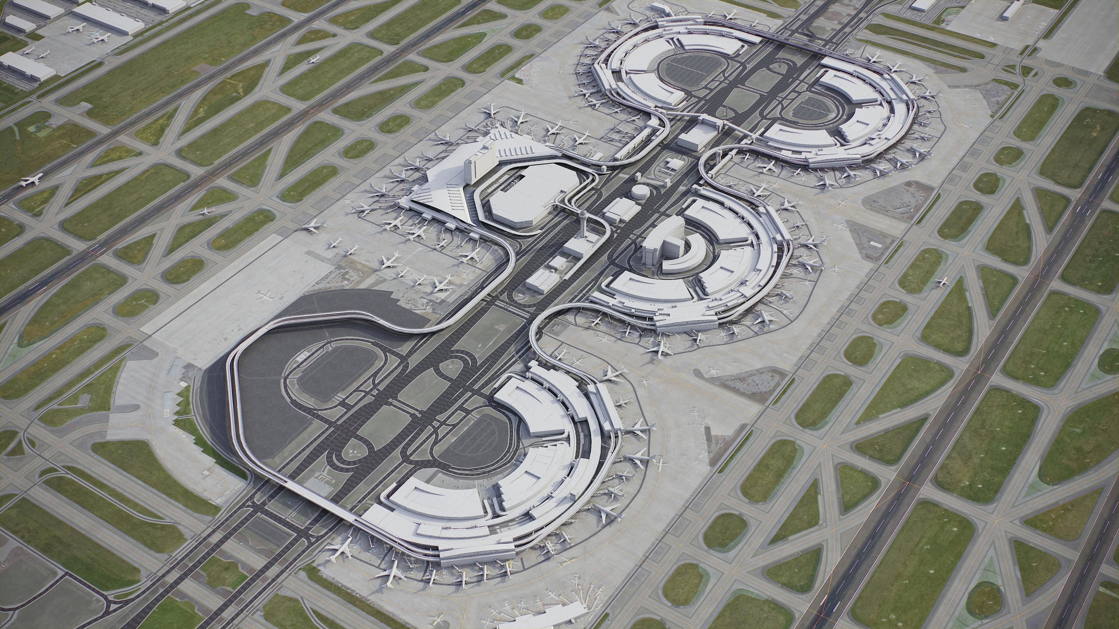 Dallas - Fort Worth Airport Low-poly 3D model_9