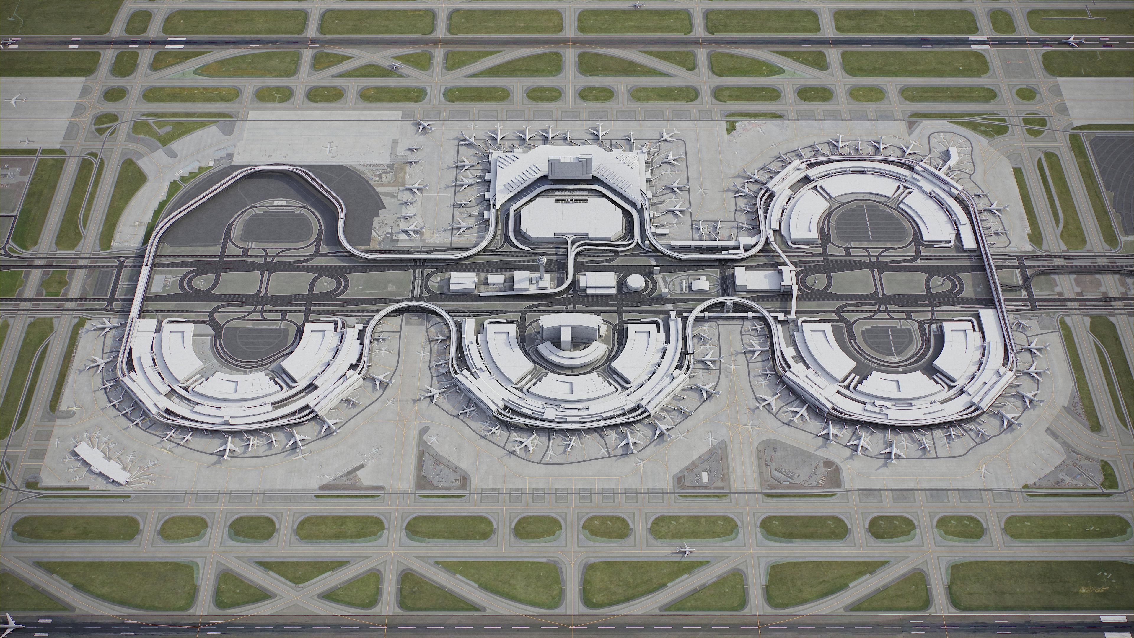 Dallas - Fort Worth Airport Low-poly 3D model_7