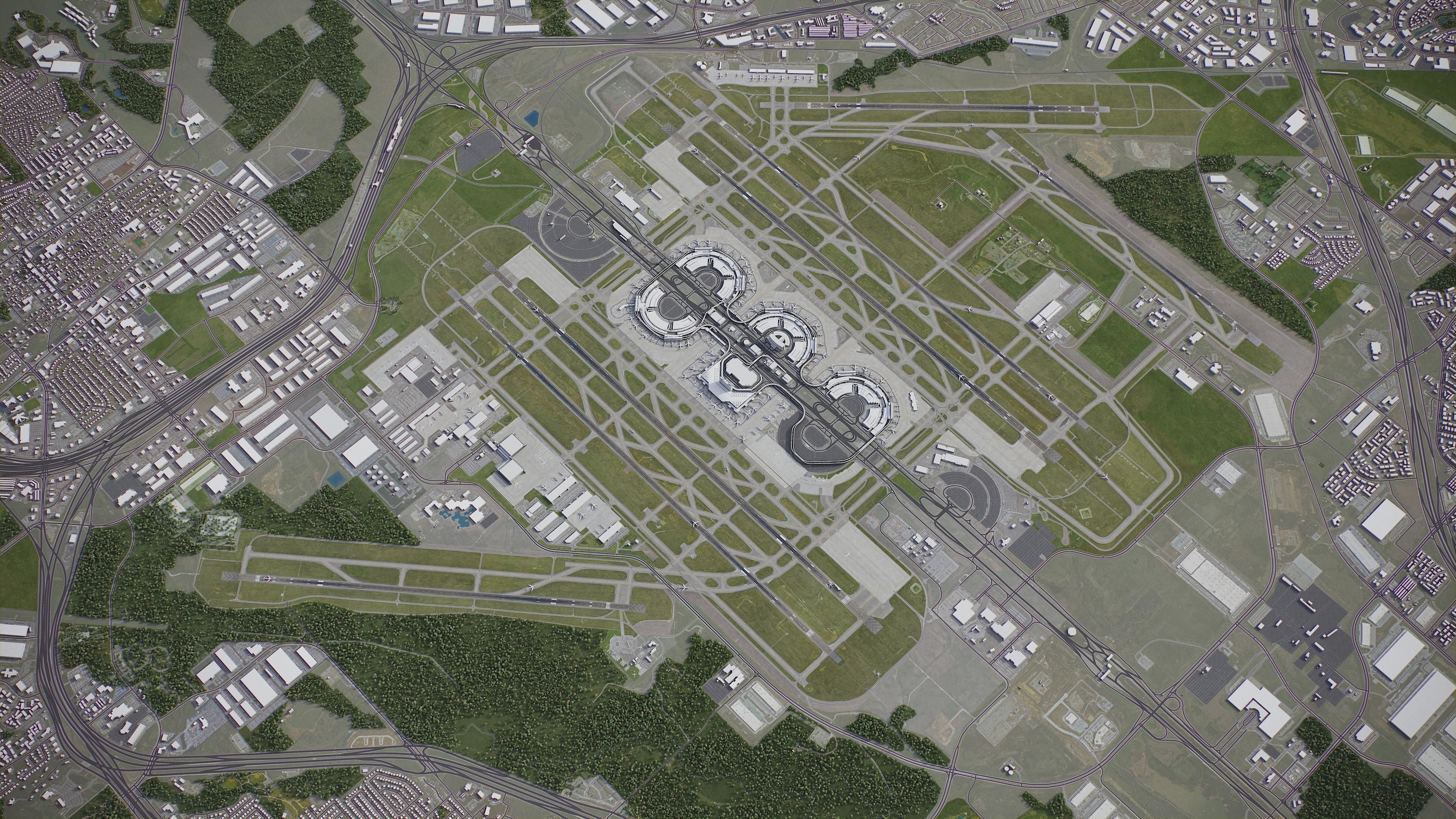 Dallas - Fort Worth Airport Low-poly 3D model_2