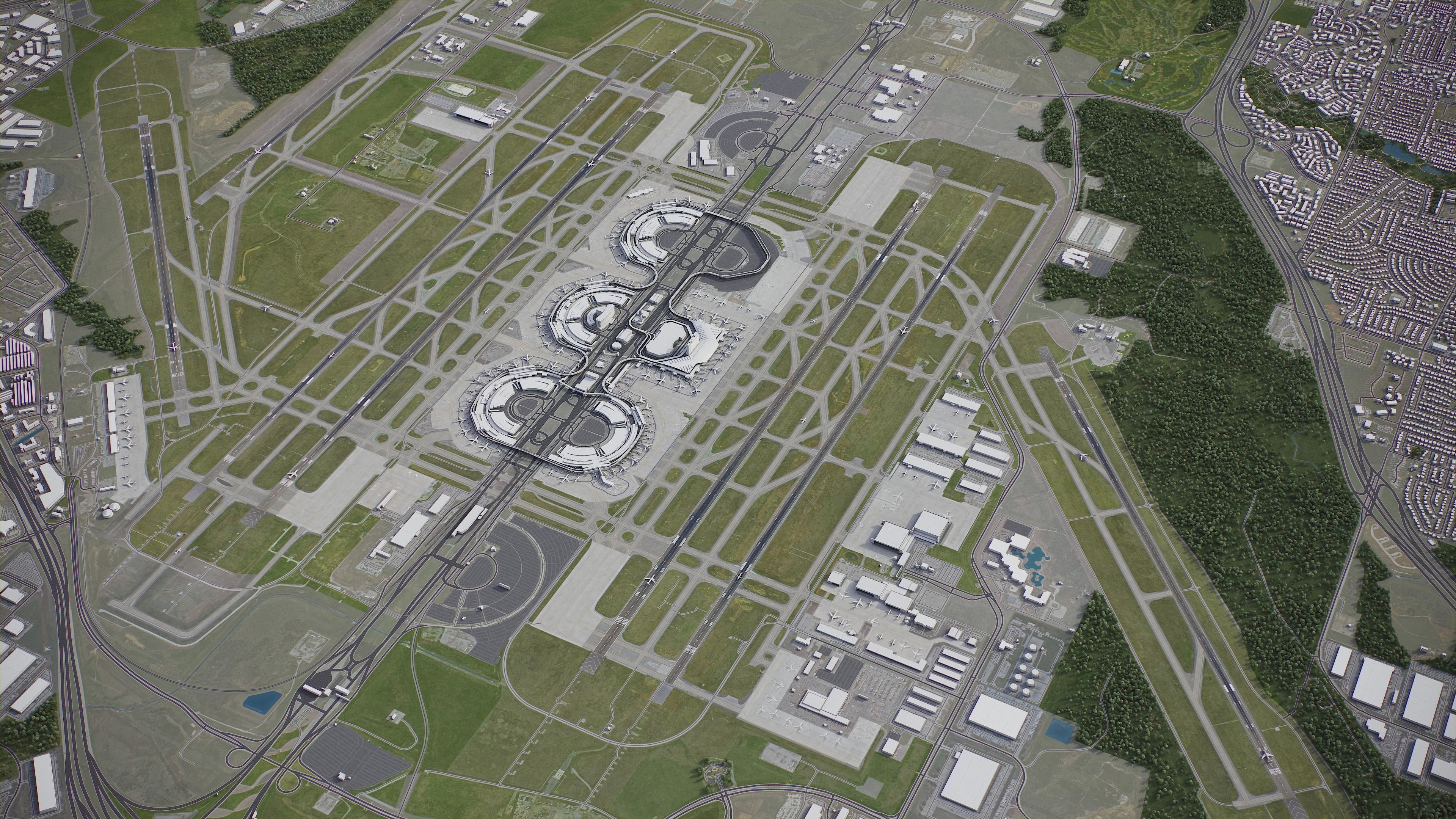 Dallas - Fort Worth Airport Low-poly 3D model_5