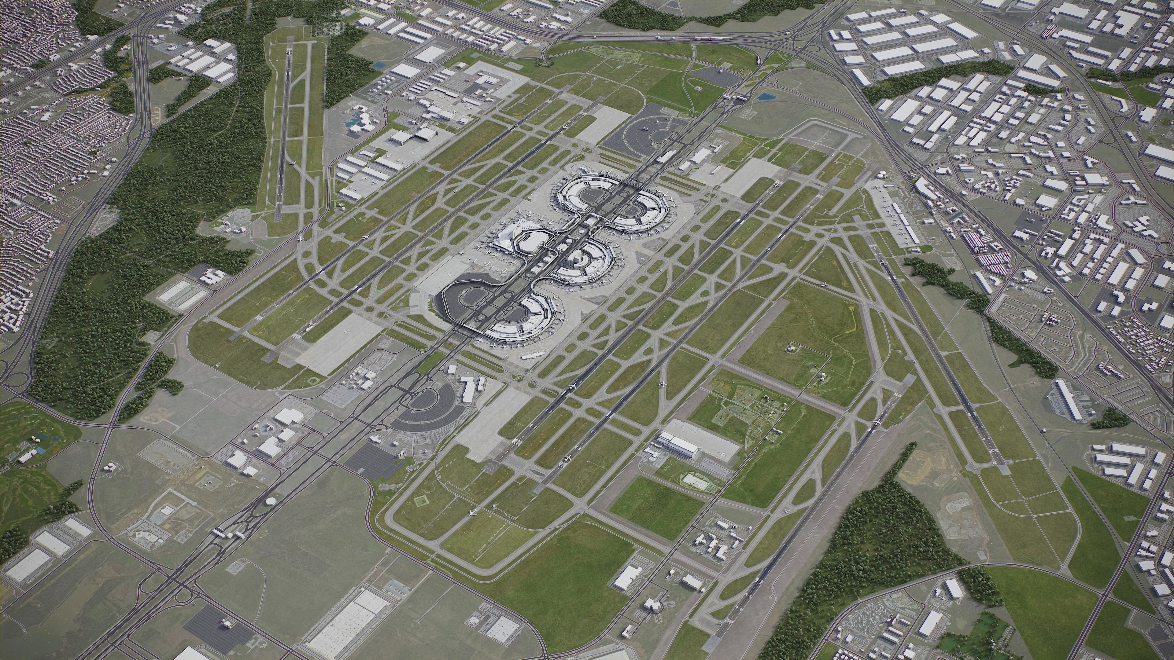 Dallas - Fort Worth Airport Low-poly 3D model_10