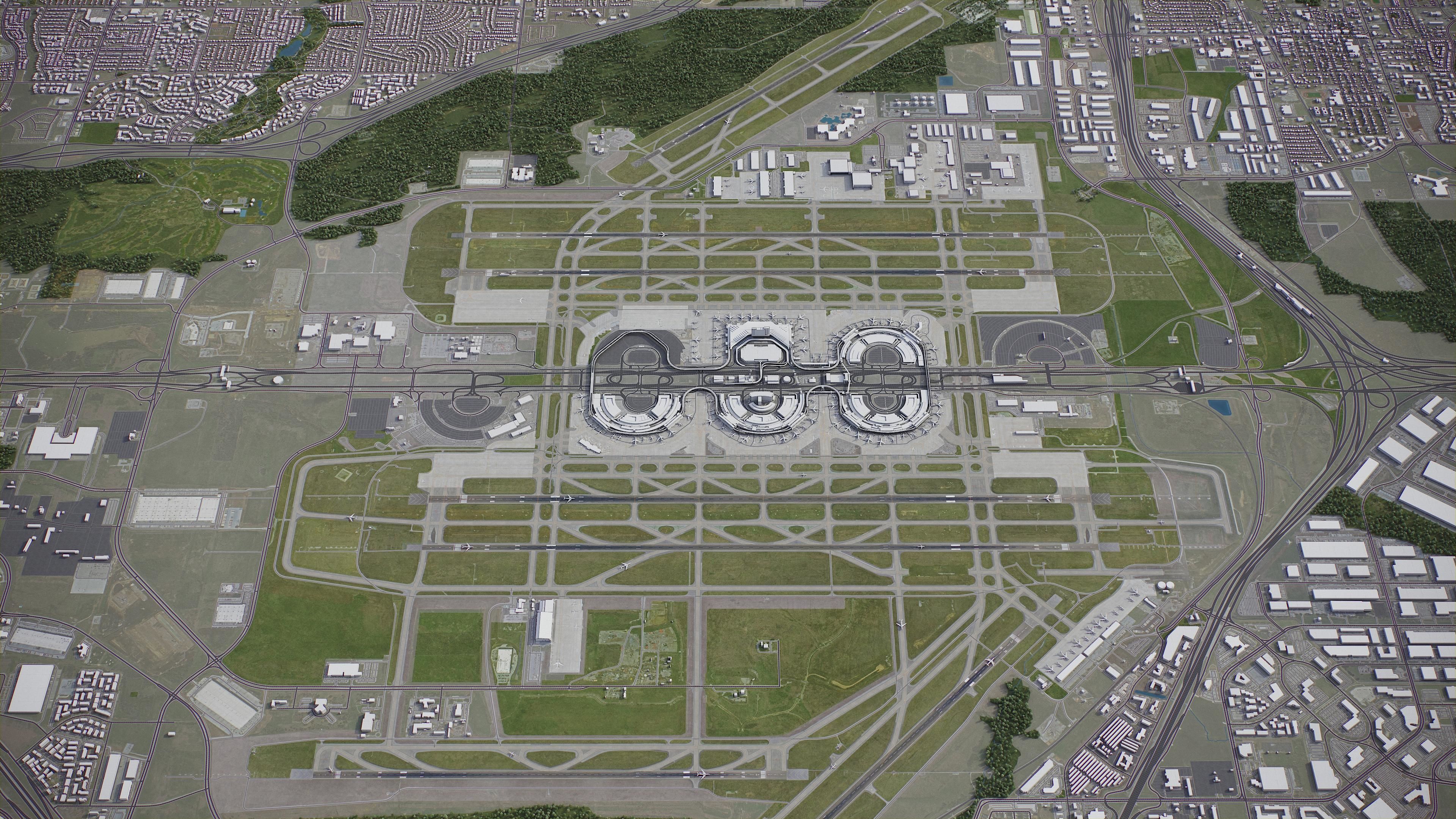 Dallas - Fort Worth Airport Low-poly 3D model_8