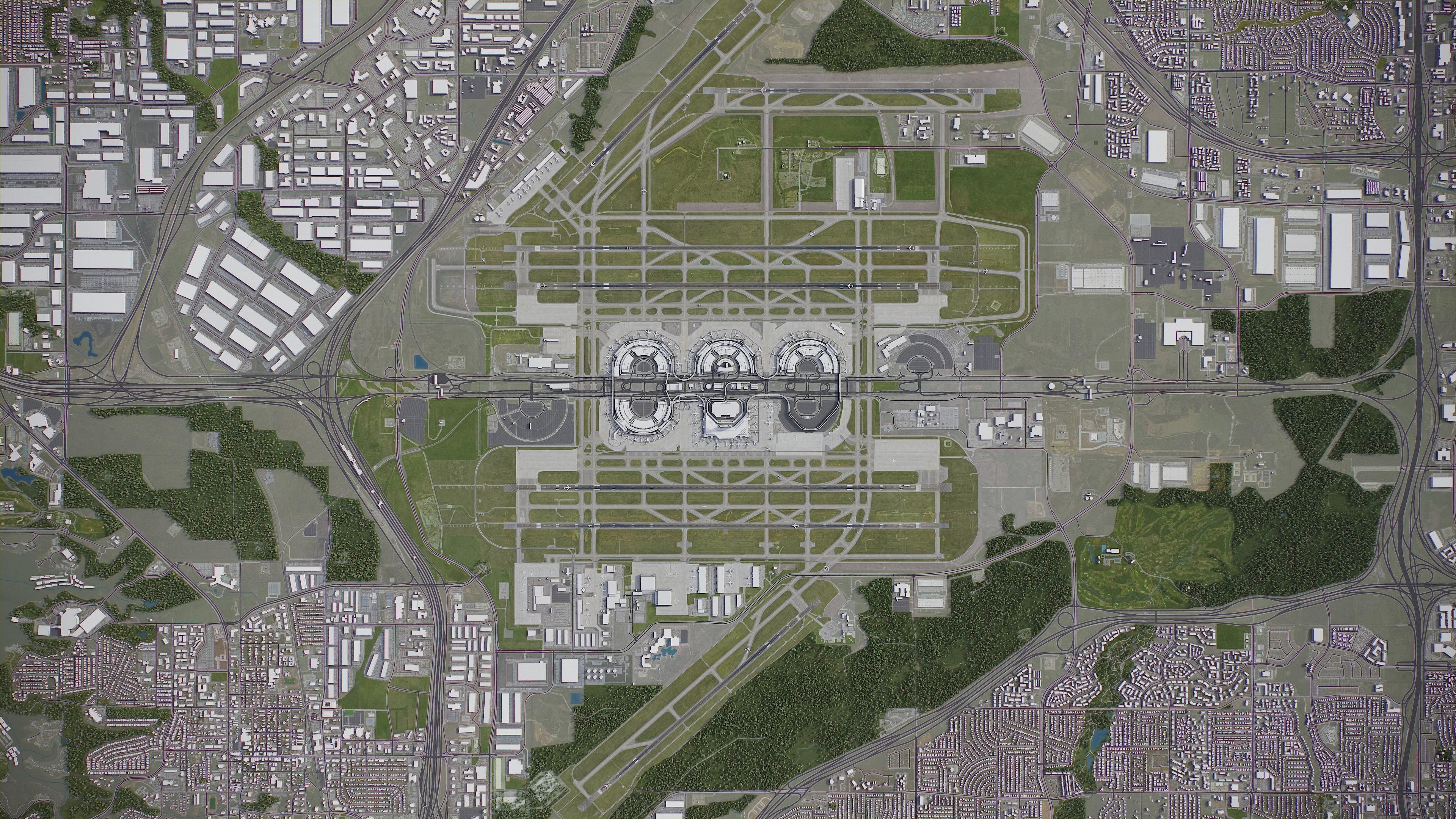 Dallas - Fort Worth Airport Low-poly 3D model_13