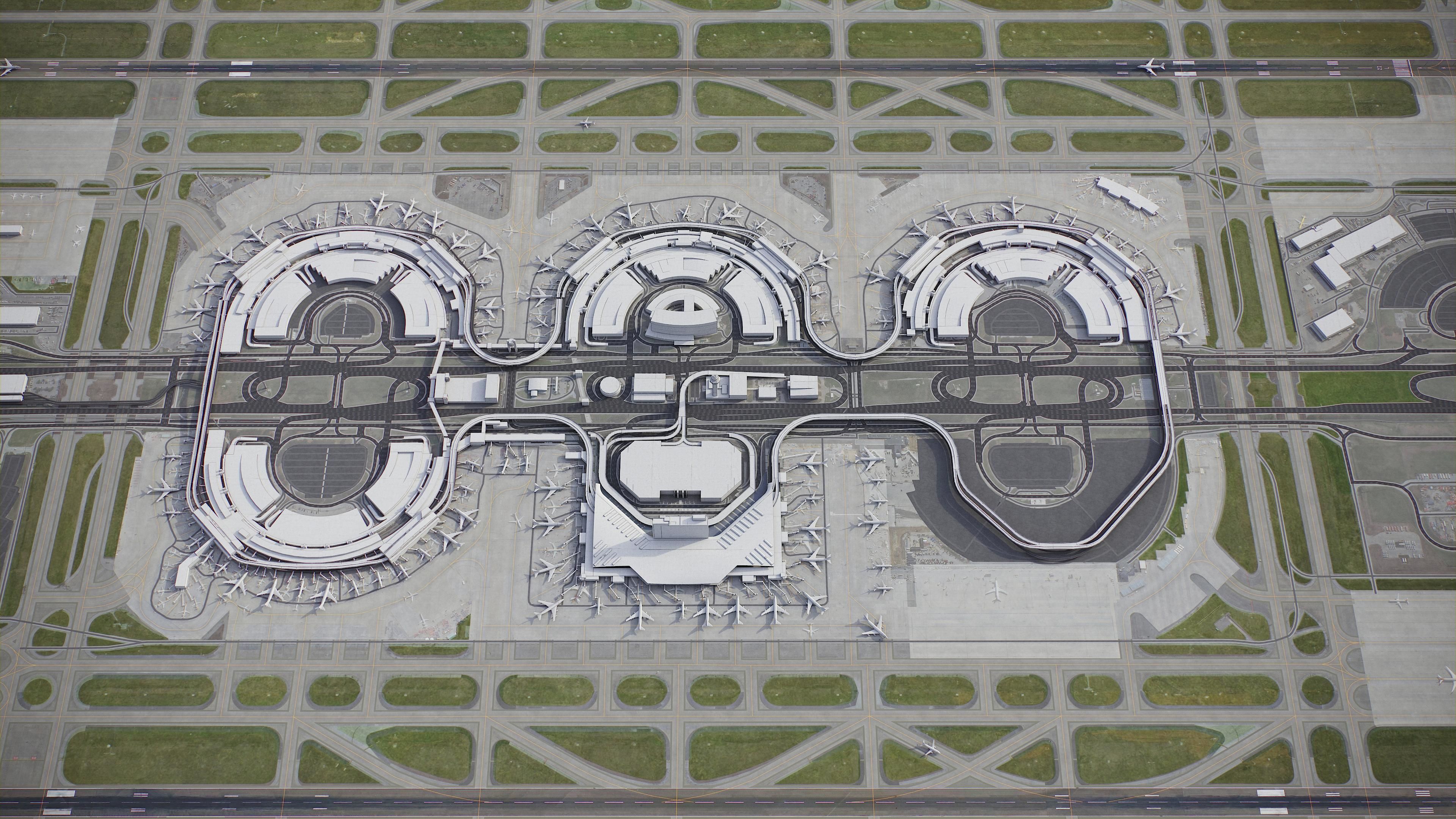 Dallas - Fort Worth Airport Low-poly 3D model_3