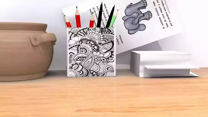 Shelf pencil holder Low-poly 3D model