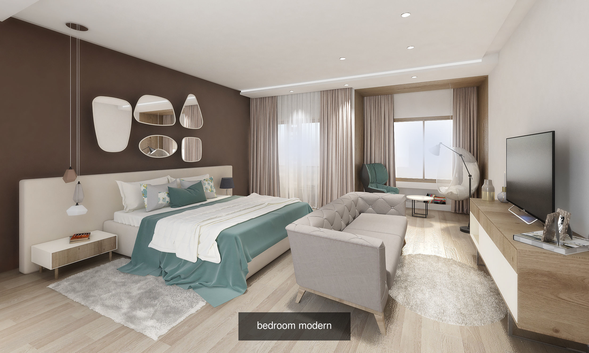 3 bedrooms bedroom interior design 3D Model Collection_1