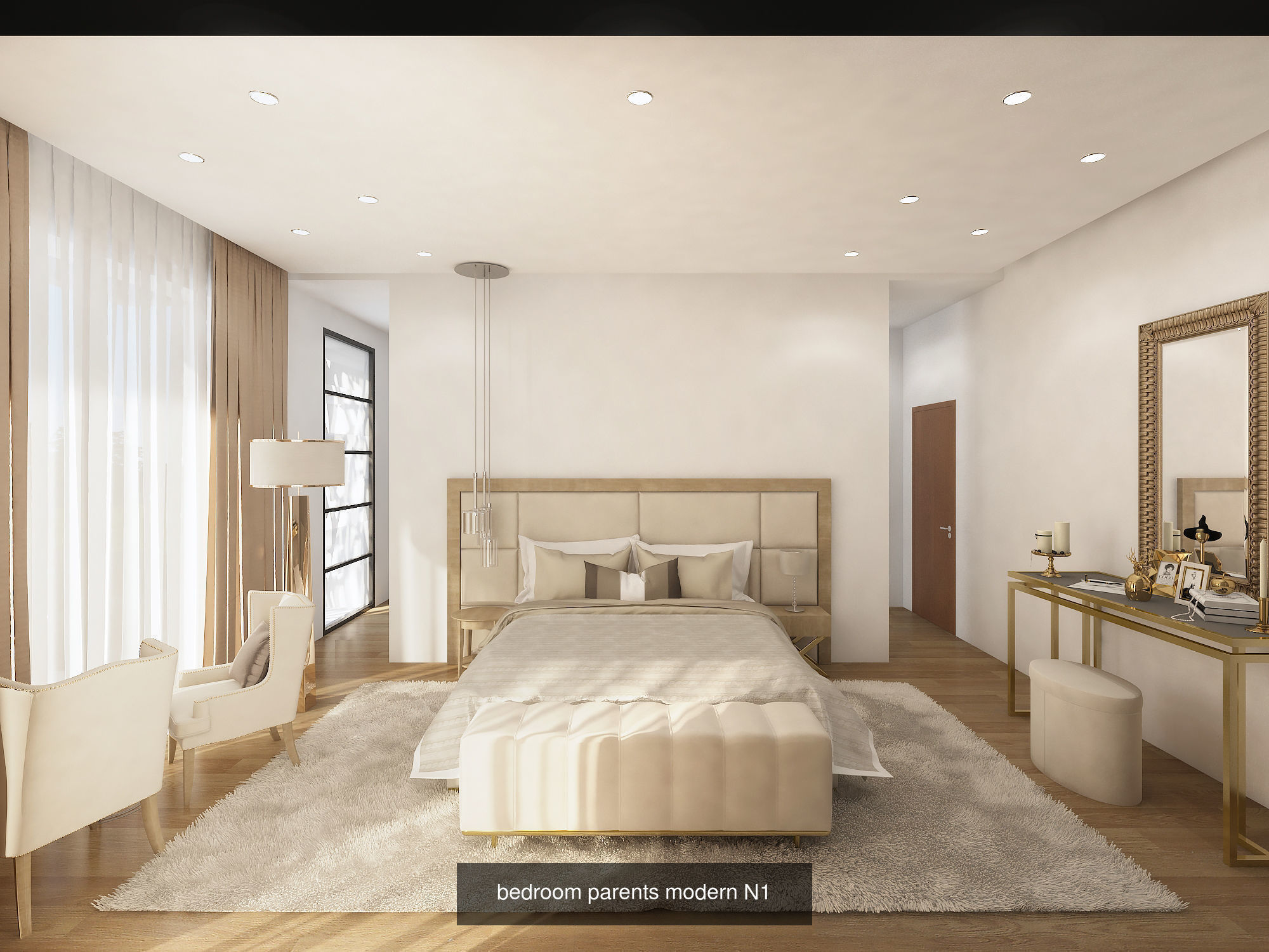 3 bedrooms bedroom interior design 3D Model Collection_3