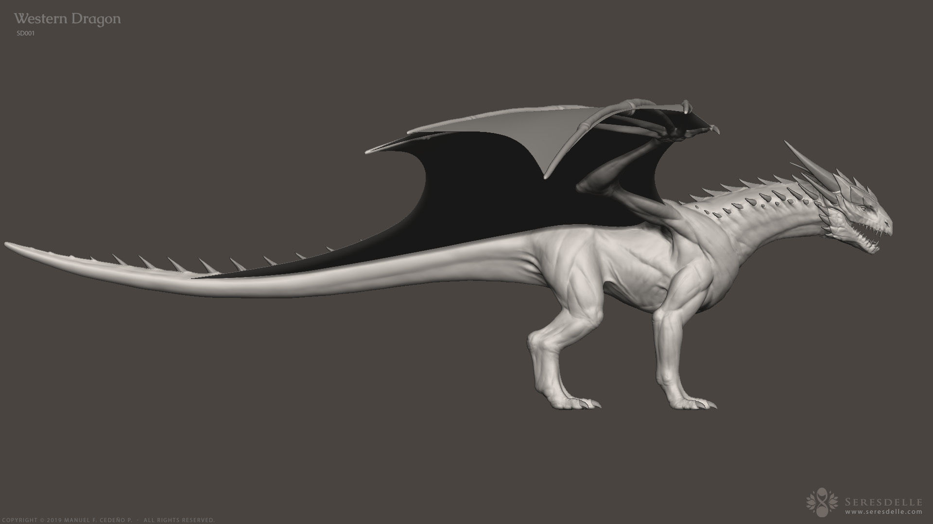 Western Dragon - Highpoly Sculpture 3D model_8