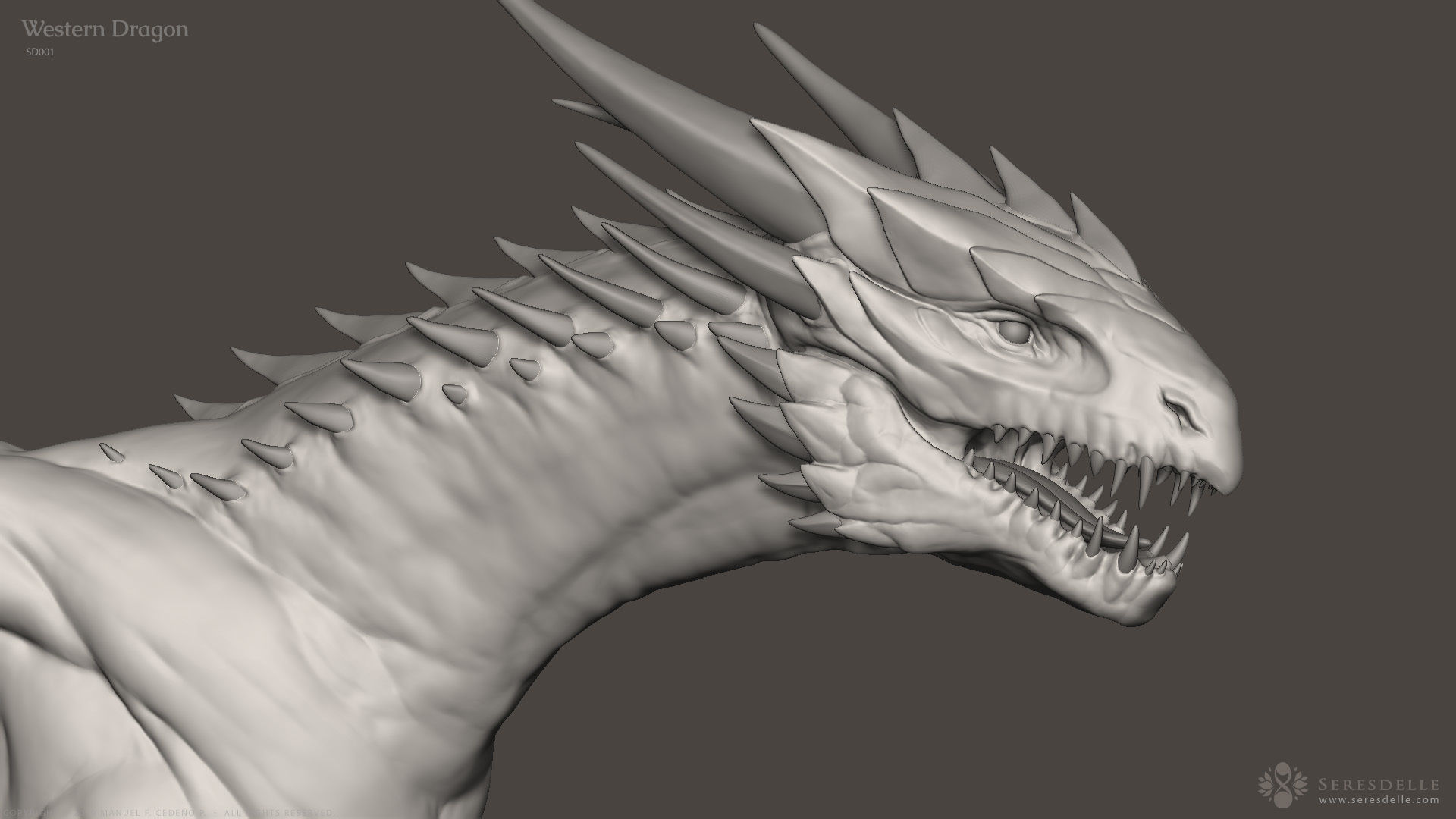 Western Dragon - Highpoly Sculpture 3D model_4