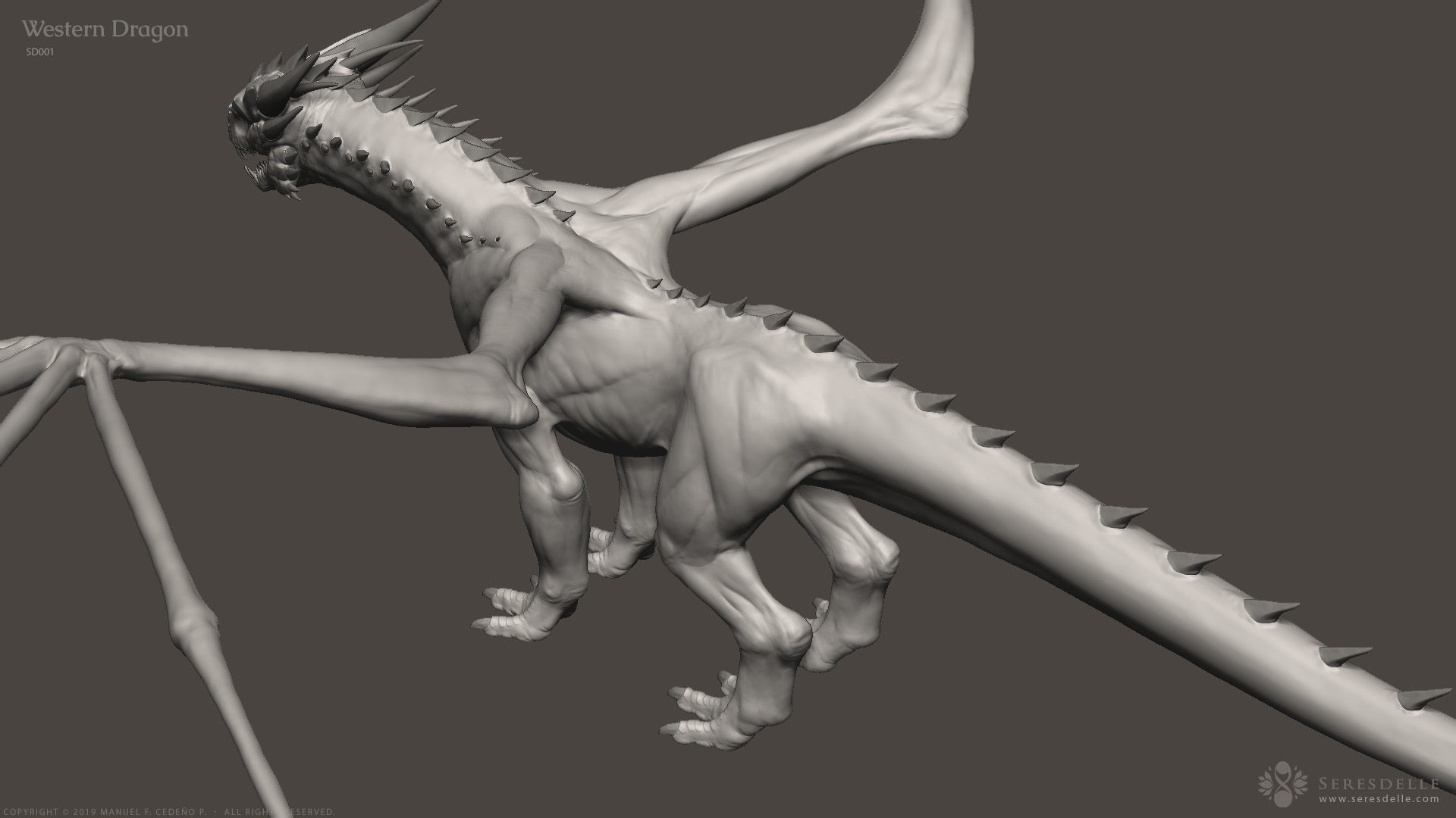 Western Dragon - Highpoly Sculpture 3D model_22