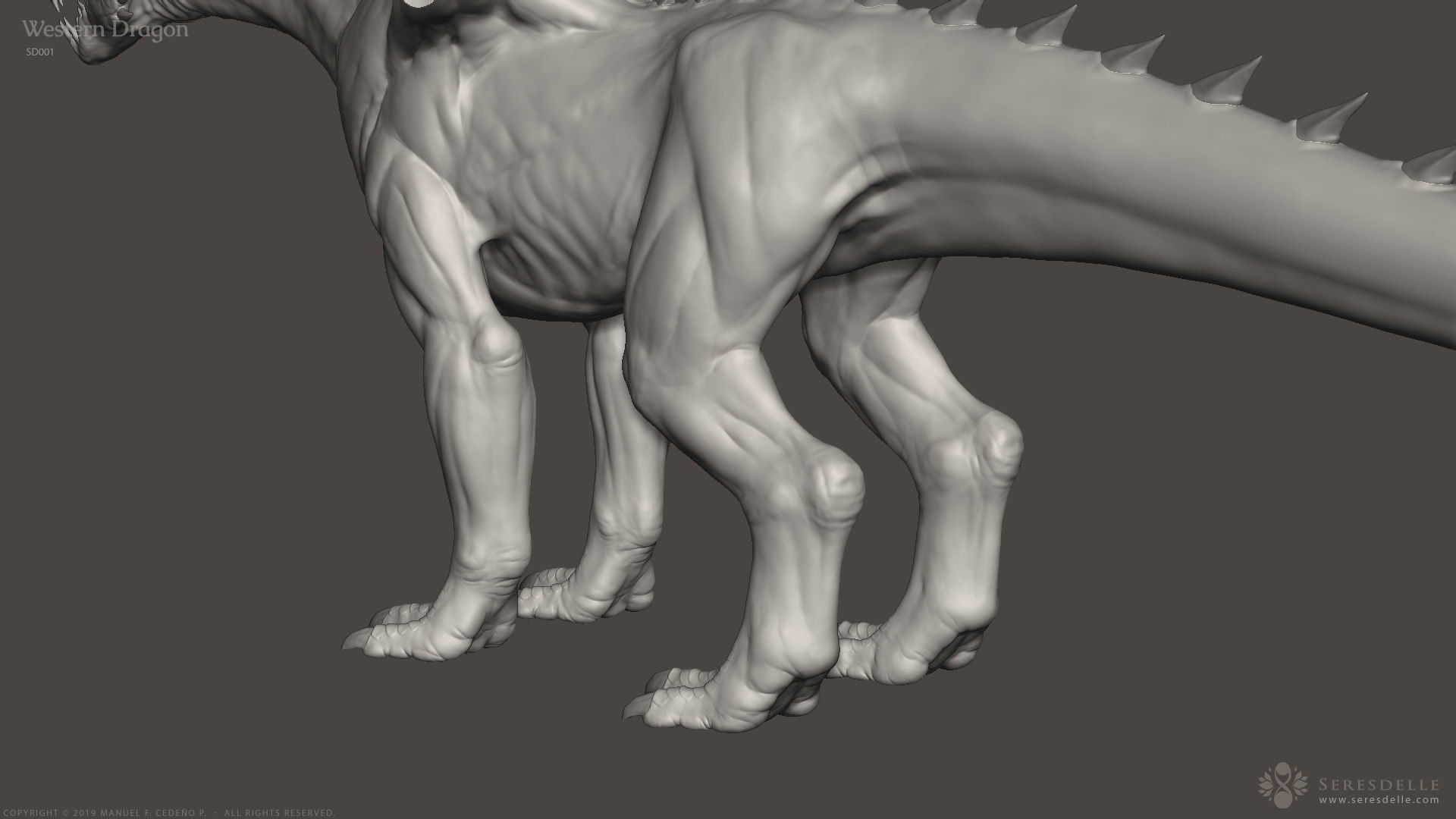 Western Dragon - Highpoly Sculpture 3D model_14