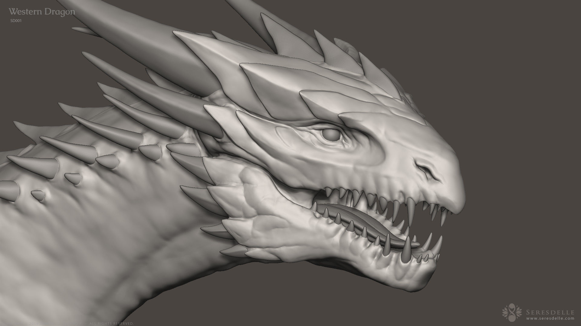 Western Dragon - Highpoly Sculpture 3D model_5