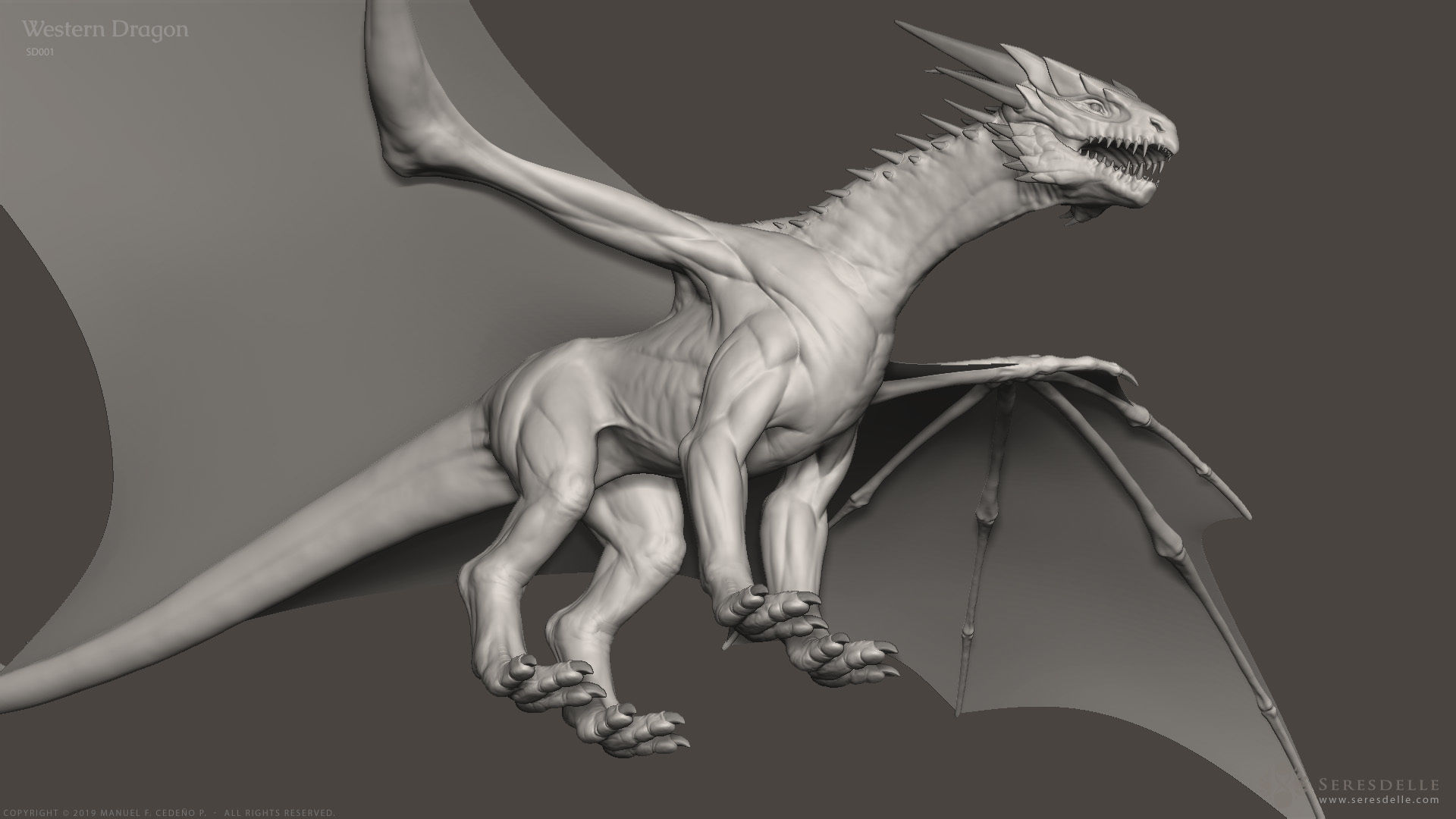 Western Dragon - Highpoly Sculpture 3D model_3
