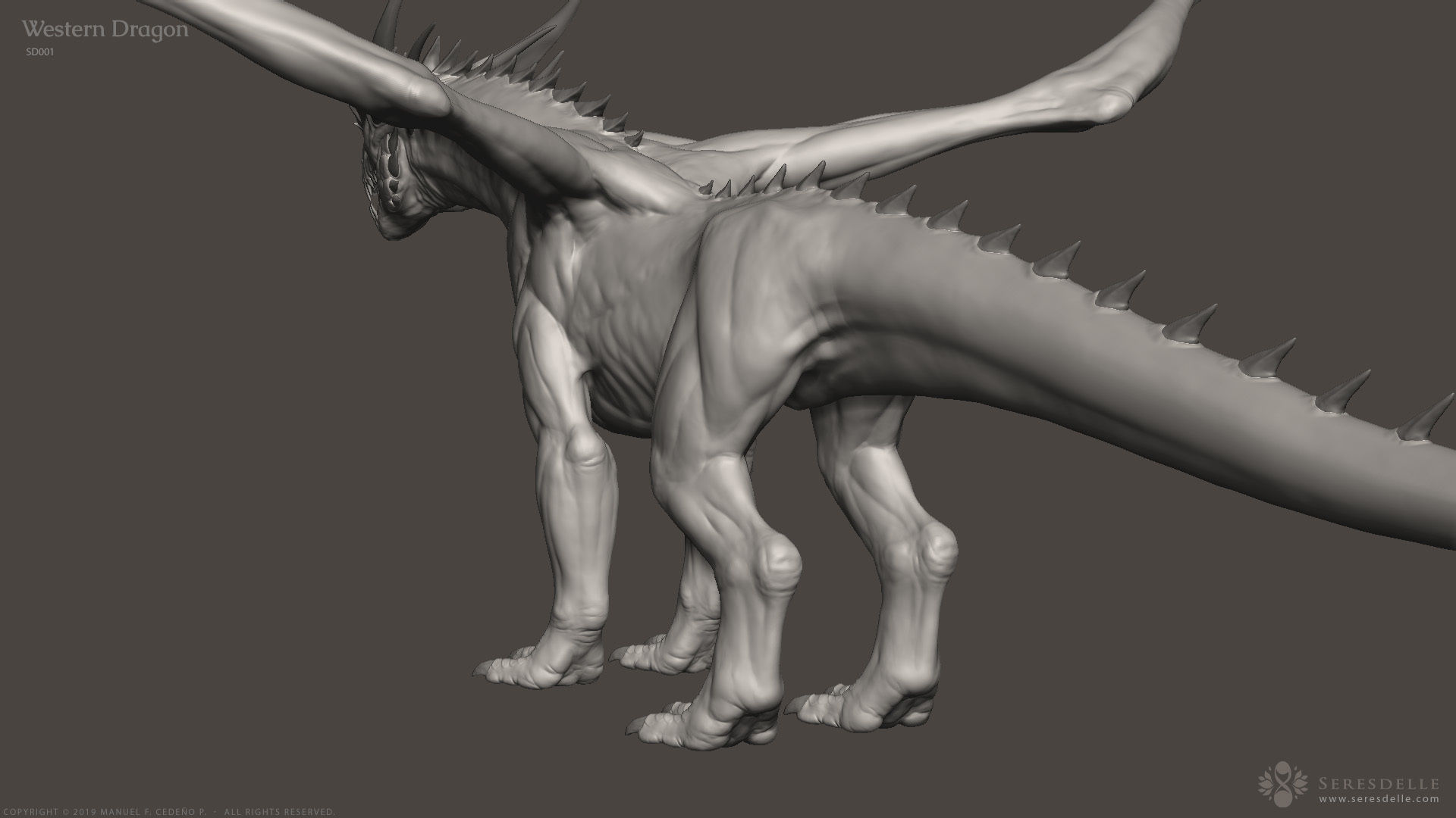 Western Dragon - Highpoly Sculpture 3D model_13