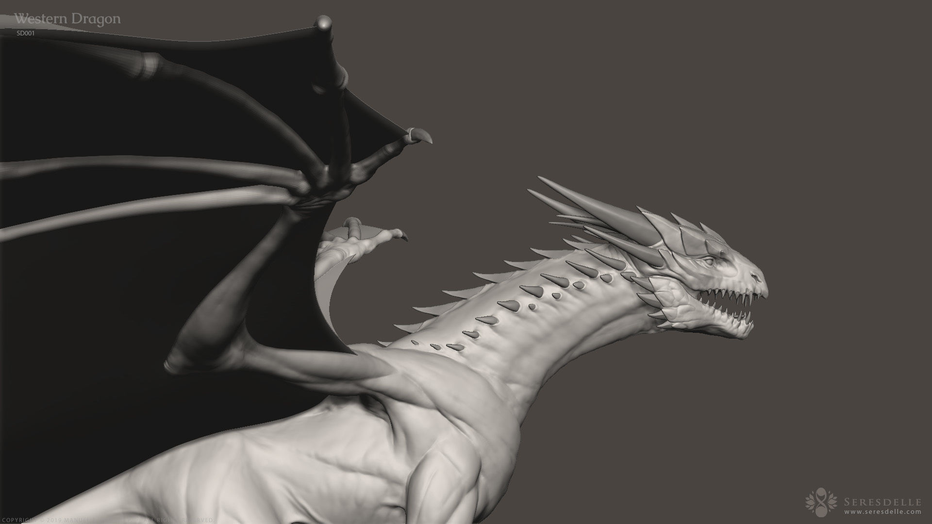 Western Dragon - Highpoly Sculpture 3D model_2