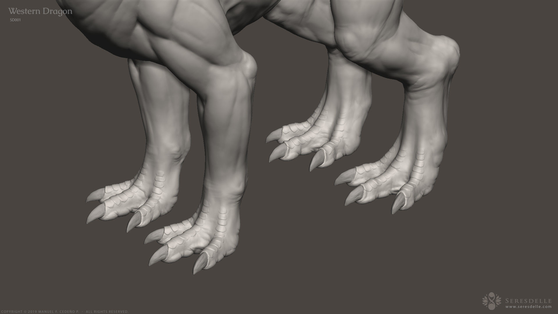 Western Dragon - Highpoly Sculpture 3D model_16