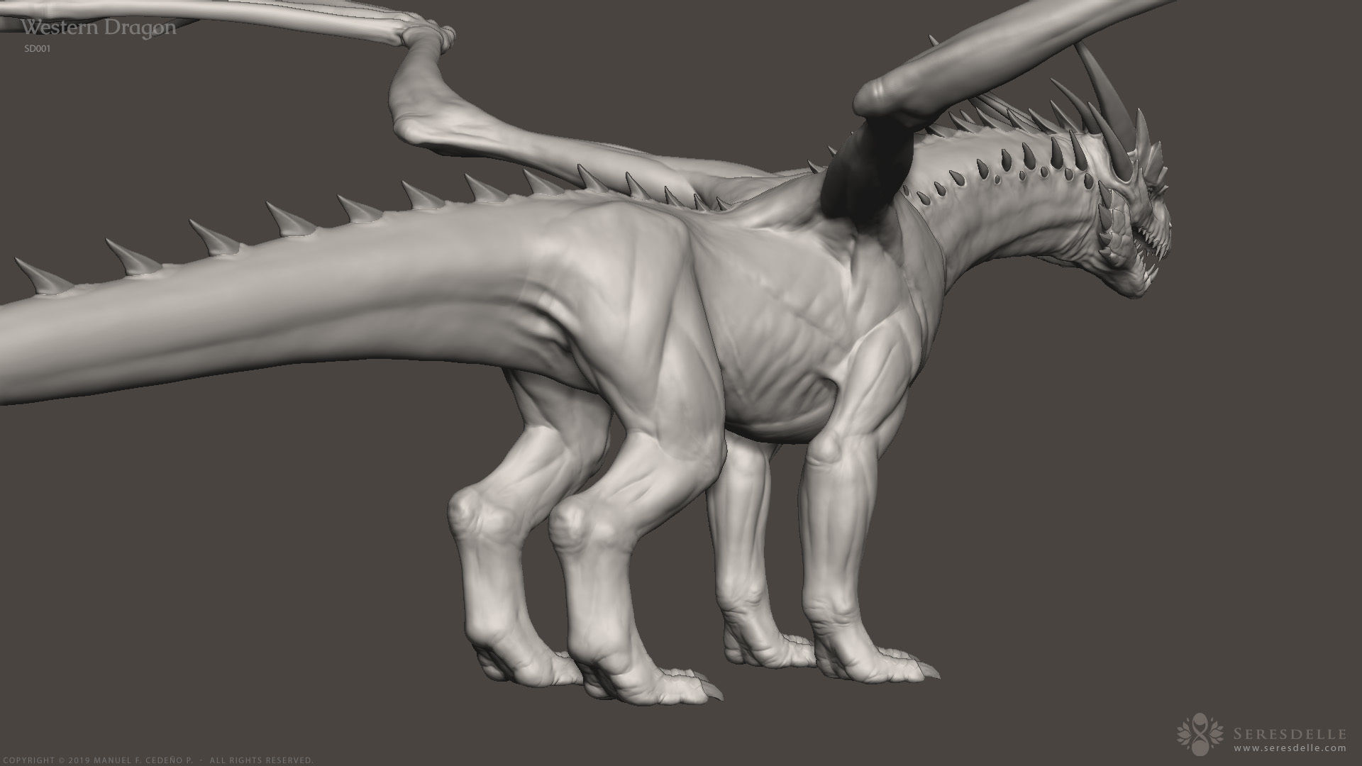 Western Dragon - Highpoly Sculpture 3D model_12