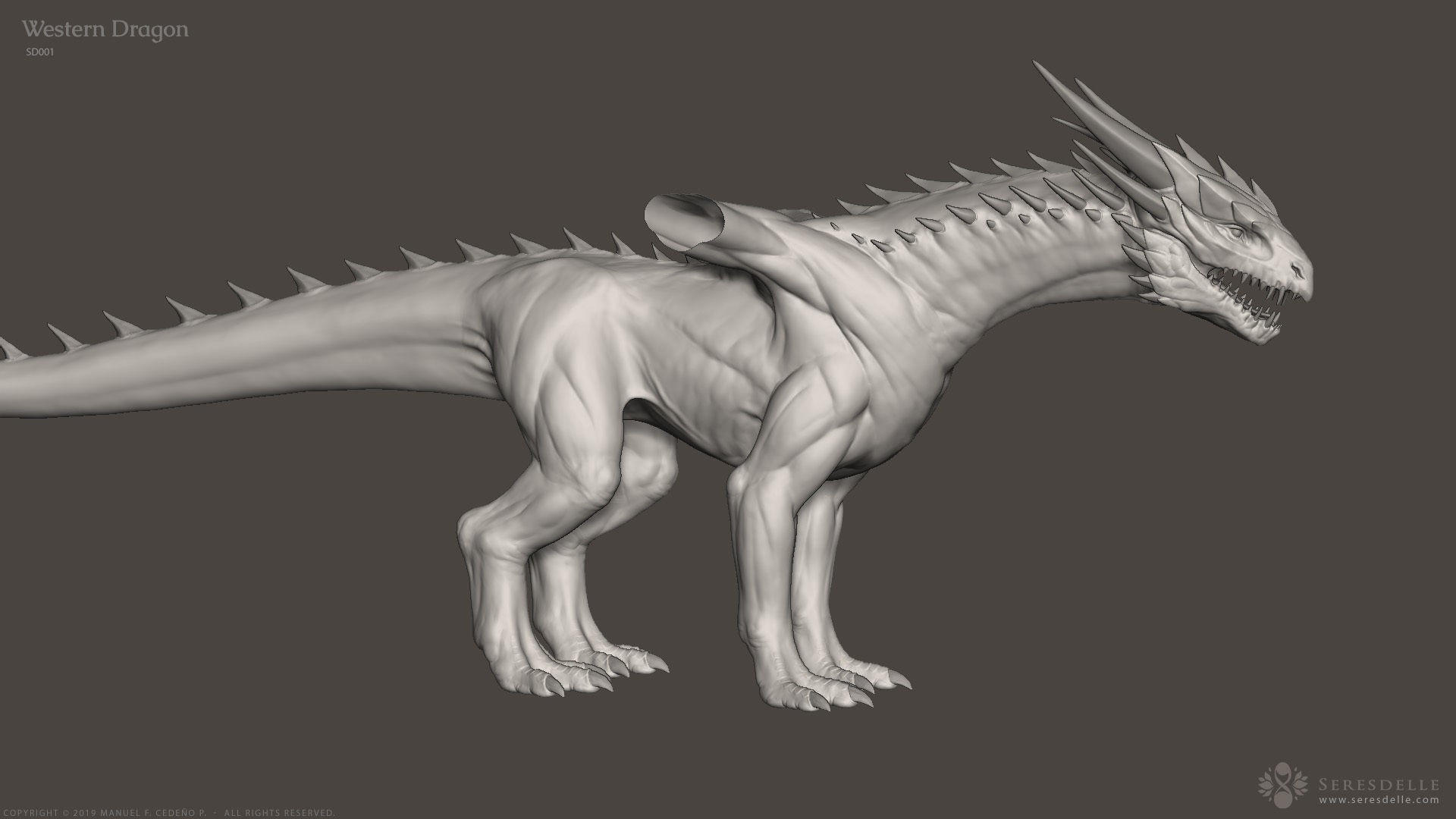 Western Dragon - Highpoly Sculpture 3D model_11