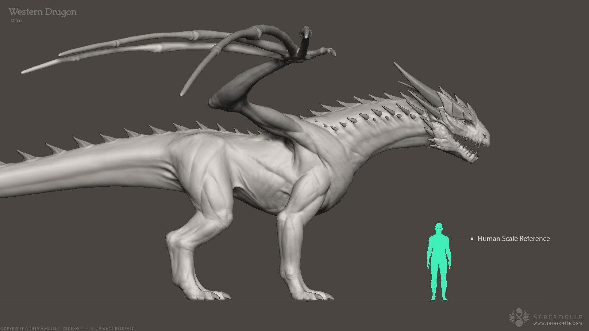 Western Dragon - Highpoly Sculpture 3D model_21