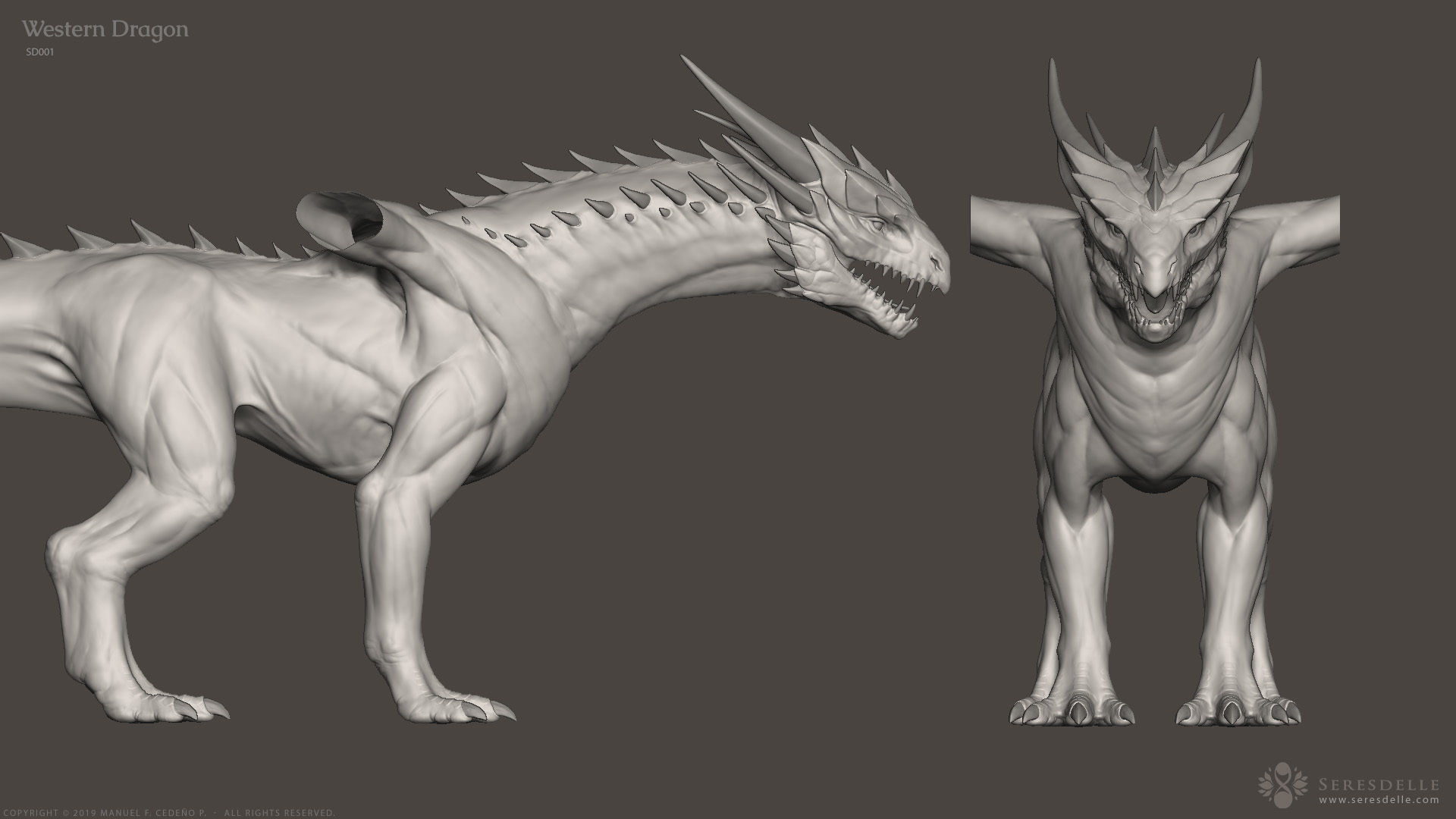 Western Dragon - Highpoly Sculpture 3D model_10