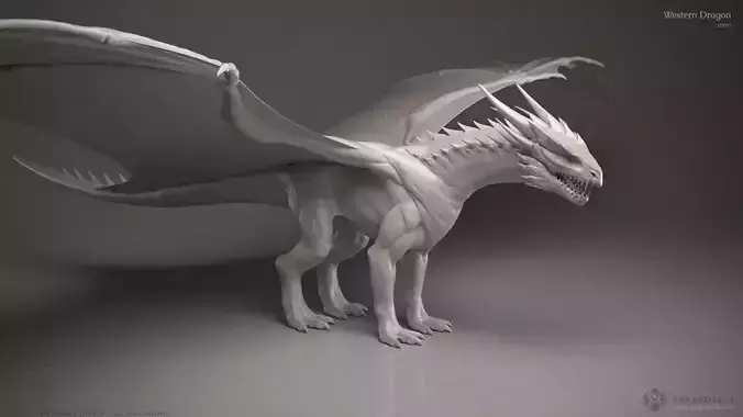 Western Dragon - Highpoly Sculpture 3D model