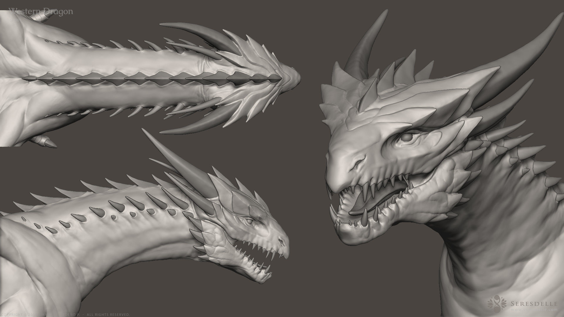 Western Dragon - Highpoly Sculpture 3D model_6