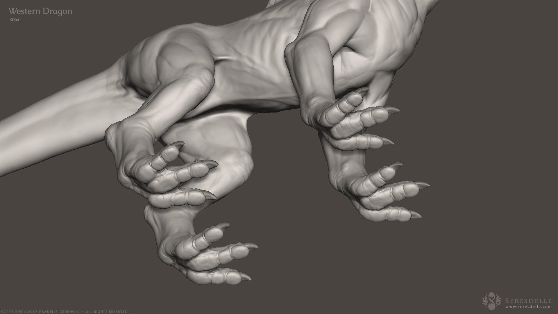 Western Dragon - Highpoly Sculpture 3D model_17