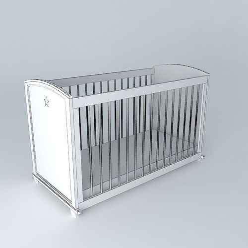White cot with bars 3D Model .max .obj .3ds .fbx .stl .skp