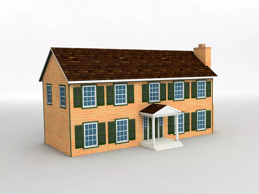 House 3 with shutters Low-poly 3D model_0