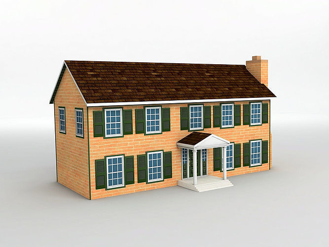 House 3 with shutters Low-poly 3D model