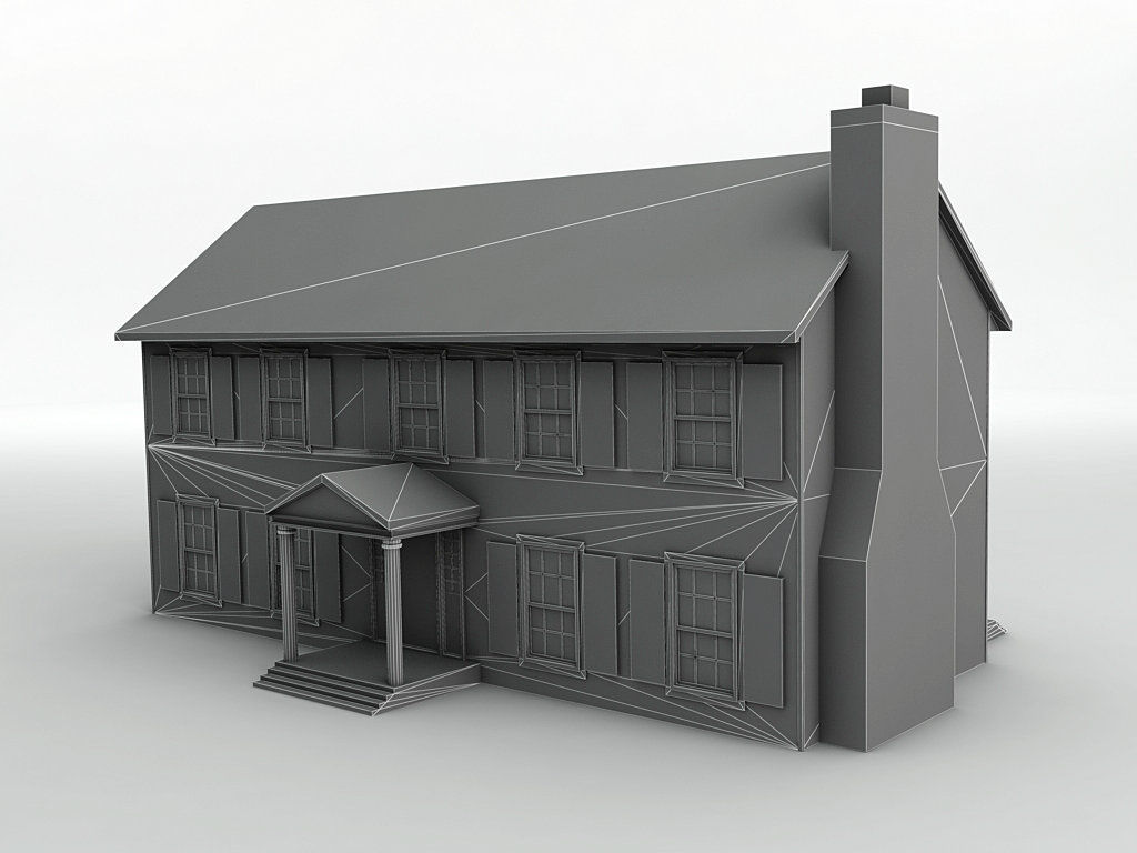 House 3 with shutters Low-poly 3D model_2