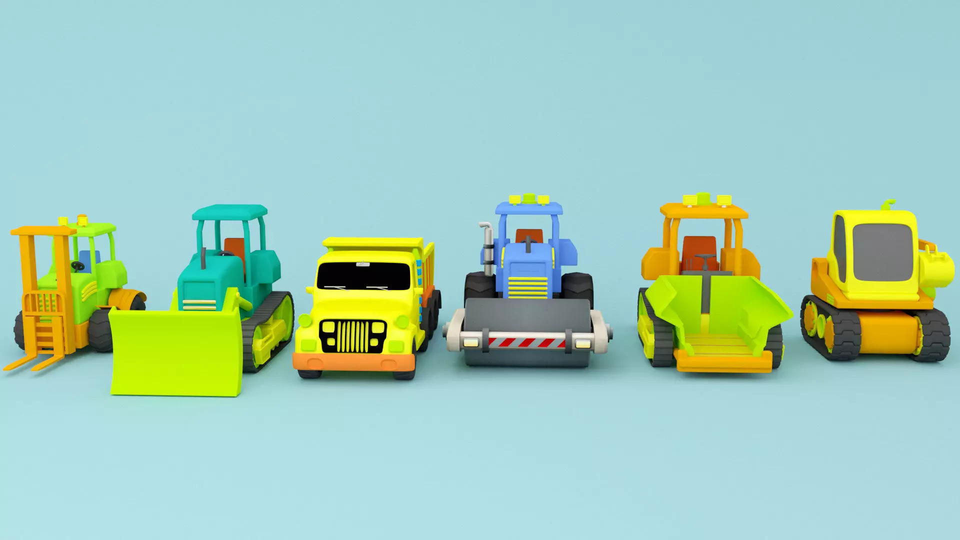 Construction vehicles - Cartoon - Low Poly Low-poly 3D model_0