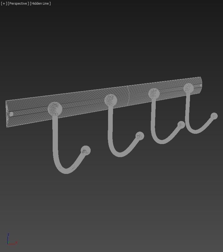 Ribbed Tulip Hook Hanger Quadripartite 3D model_2
