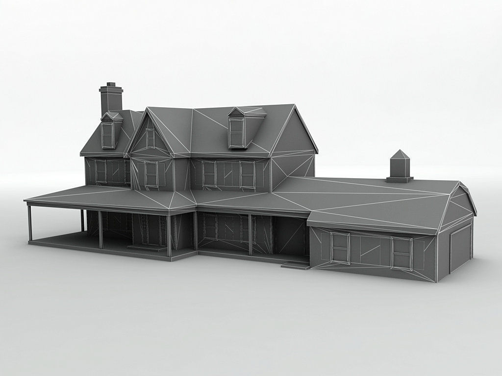 House 6 Low-poly 3D model_2