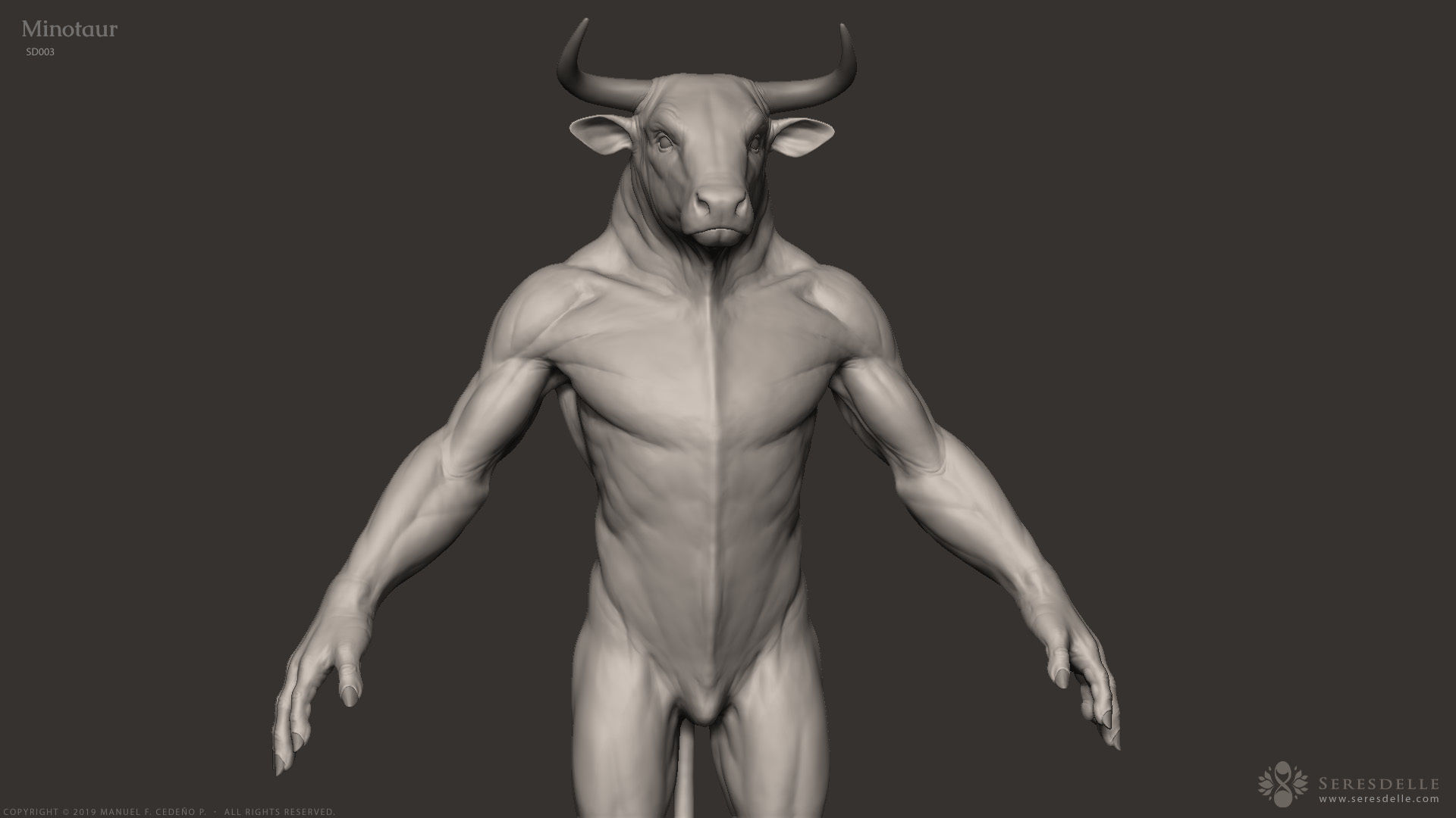 Minotaur - Highpoly Sculpture 3D model_7