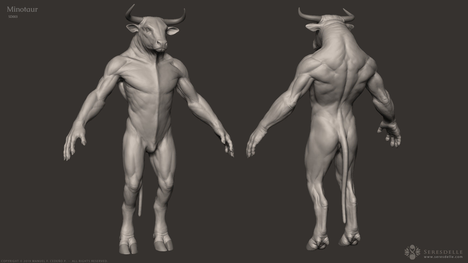 Minotaur - Highpoly Sculpture 3D model_2