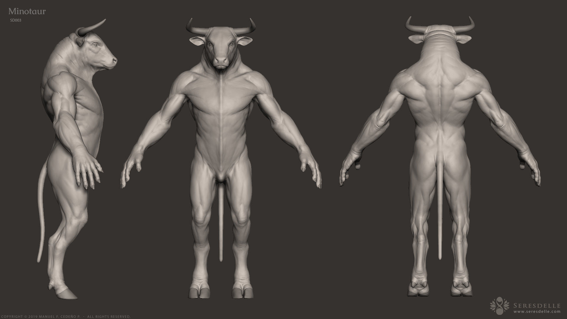 Minotaur - Highpoly Sculpture 3D model_4