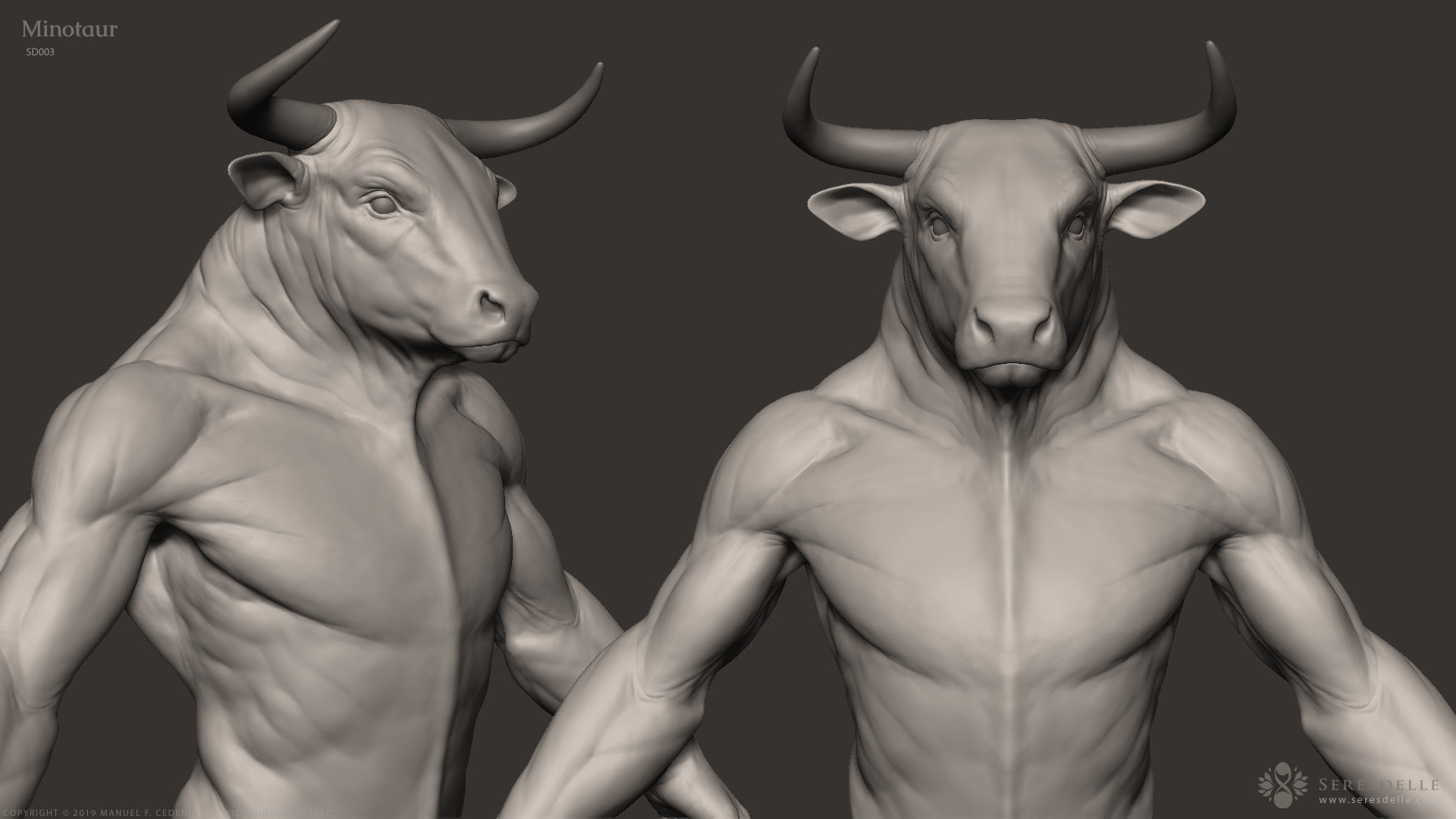 Minotaur - Highpoly Sculpture 3D model_9