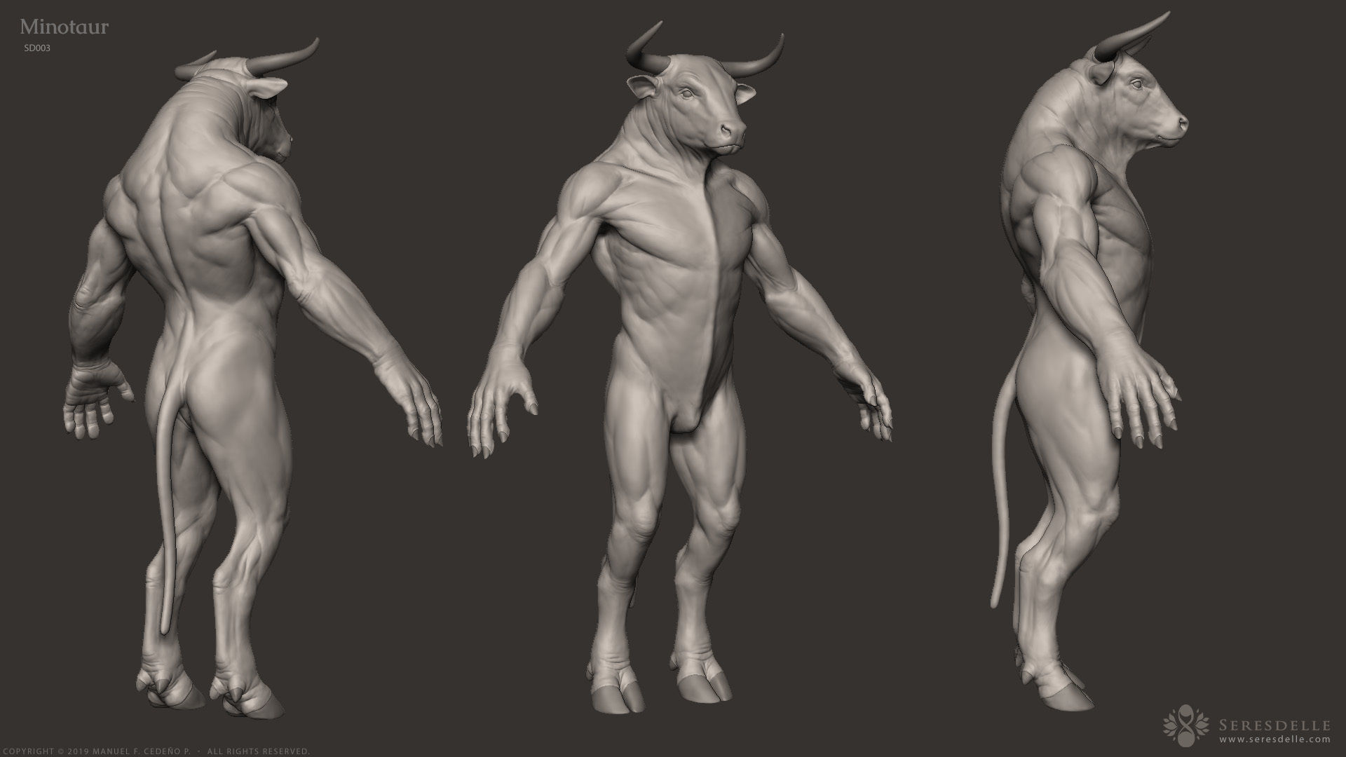 Minotaur - Highpoly Sculpture 3D model_1